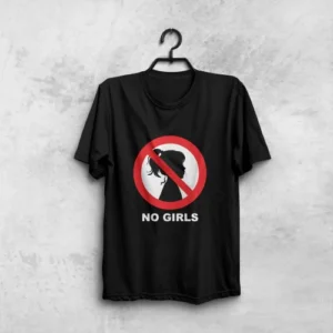 Premium Half Sleeve T-Shirt-No girls (Black)